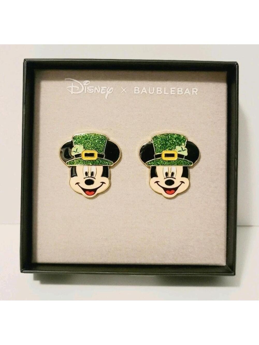 Disney x Baublebar Mickey Mouse Leprechaun St. Patrick’s Day Earrings NIB